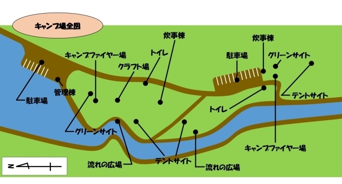 邑久自然教育の森キャンプ場全図