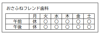 診療日（おさふねフレンド歯科）