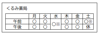 営業日（くるみ薬局）