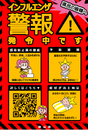 県民の皆様へ　インフルエンザ警報発令中