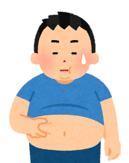 おなかを気にする男性のイラスト