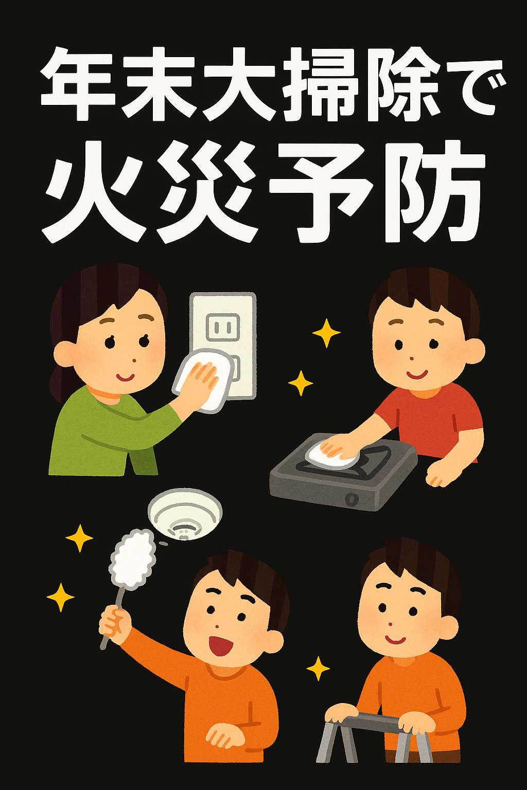 年末清掃をイメージしたイラスト