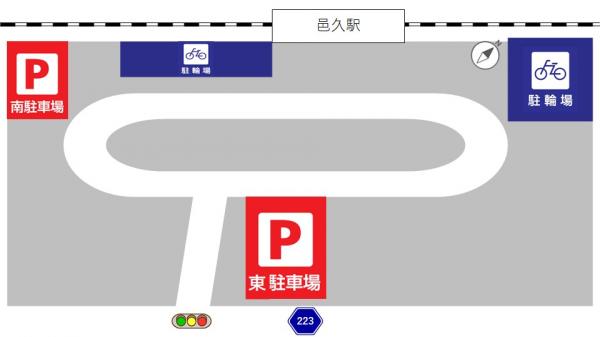 邑久駅周辺駐車場位置図