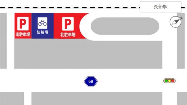 長船駅周辺駐車場位置図