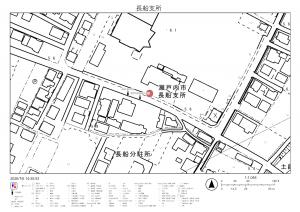 長船支所掲示板跡の位置図