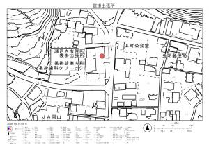 裳掛出張所掲示板跡の位置図