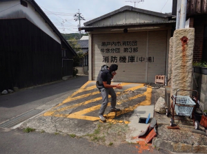 漏水調査状況 空調服