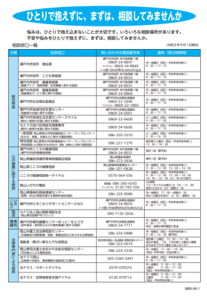 相談窓口一覧（表）
